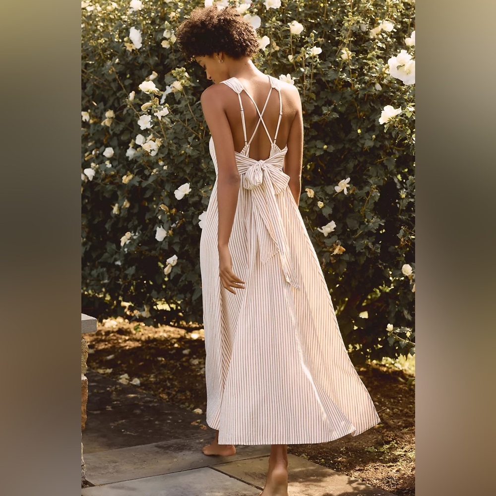 By Anthropologie Sleeveless Bow-Back Maxi Dress